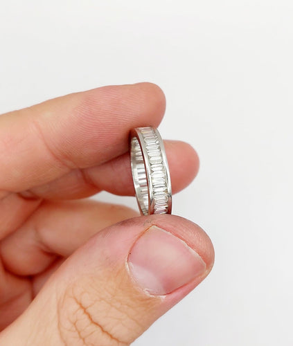 Bague 54 Alliance américaine Art déco éternité en platine et diamants baguette 1,68 ct 58 Facettes A07209