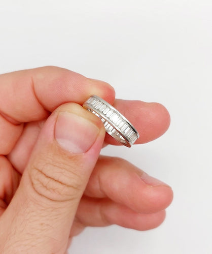 Bague 54 Alliance américaine Art déco éternité en platine et diamants baguette 1,68 ct 58 Facettes A07209