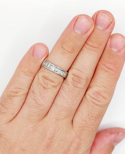 Bague 54 Alliance américaine Art déco éternité en platine et diamants baguette 1,68 ct 58 Facettes A07209
