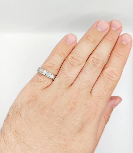 Bague 54 Alliance américaine Art déco éternité en platine et diamants baguette 1,68 ct 58 Facettes A07209