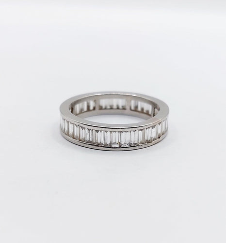 Bague 54 Alliance américaine Art déco éternité en platine et diamants baguette 1,68 ct 58 Facettes A07209