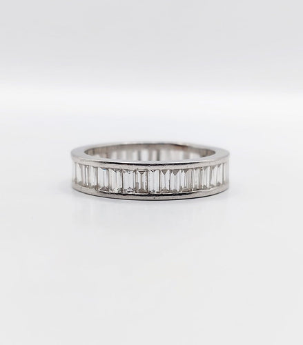 Bague 54 Alliance américaine Art déco éternité en platine et diamants baguette 1,68 ct 58 Facettes A07209