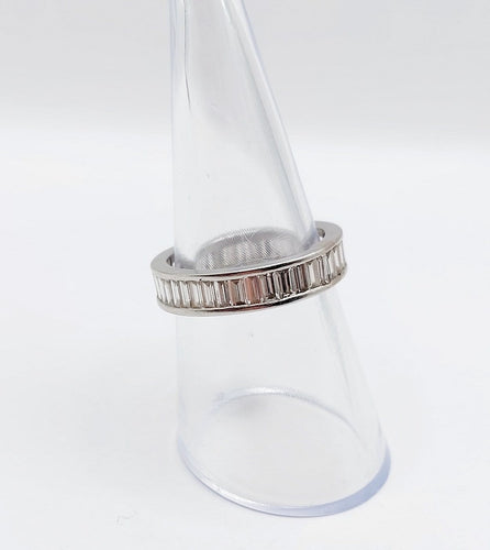 Bague 54 Alliance américaine Art déco éternité en platine et diamants baguette 1,68 ct 58 Facettes A07209