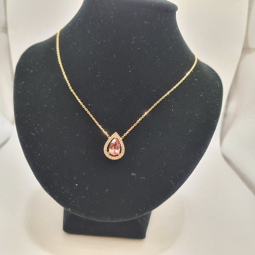 Collier Collier en or jaune 18k serti d’une tourmaline poire et diamants 58 Facettes #BT
