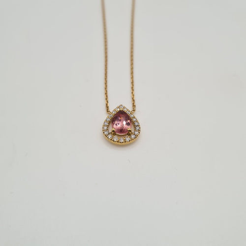 Collier Collier en or jaune 18k serti d’une tourmaline poire et diamants 58 Facettes #BT
