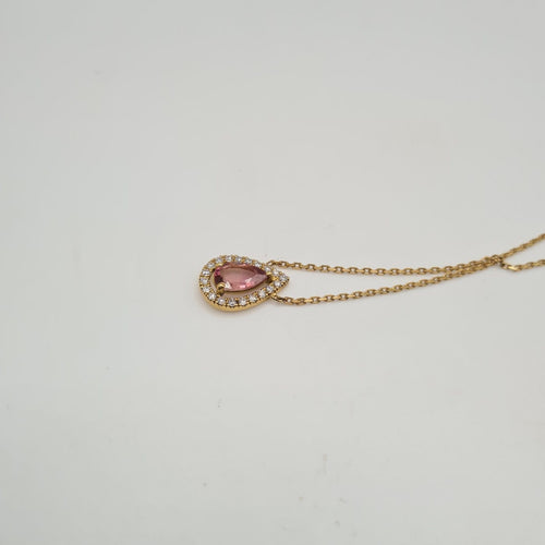 Collier Collier en or jaune 18k serti d’une tourmaline poire et diamants 58 Facettes #BT
