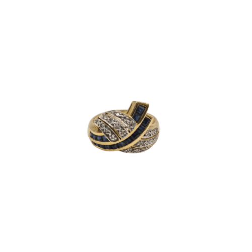 Bague 58 Bague en or jaune 18 carats saphirs et diamants 58 Facettes #BT