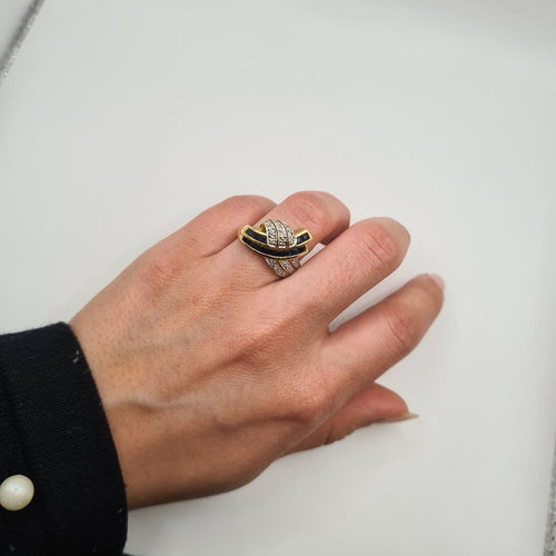 Bague 58 Bague en or jaune 18 carats saphirs et diamants 58 Facettes #BT