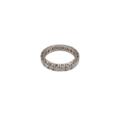Bague 58 Alliance tour complet en or blanc 18k et diamants 58 Facettes #BT