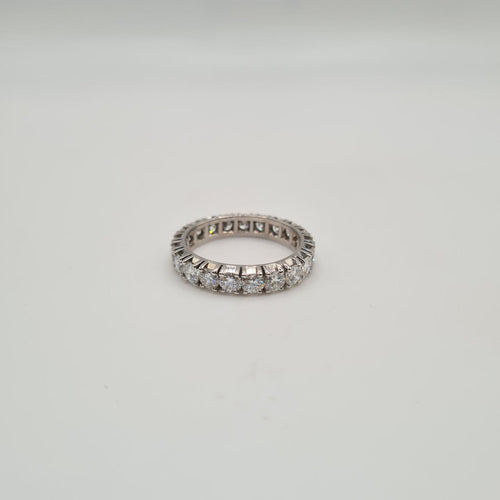 Bague 58 Alliance tour complet en or blanc 18k et diamants 58 Facettes #BT