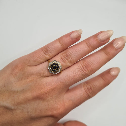 Bague 54 Bague en or jaune 18k, saphirs et diamants 58 Facettes #4265