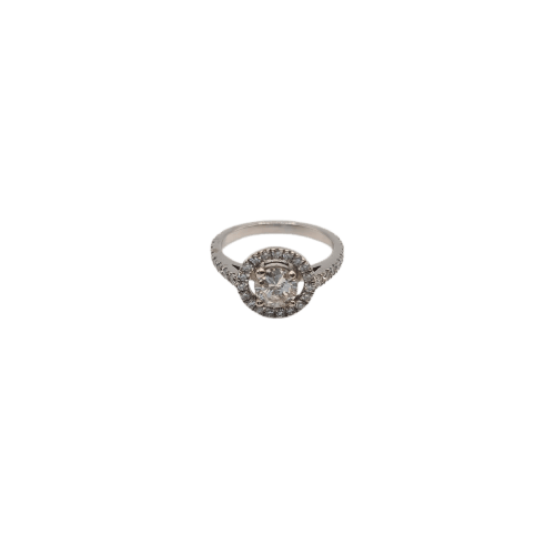 Bague 53 Bague solitaire en or blanc 18k avec diamants 58 Facettes #BT