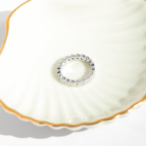 Bague 54 Bague Memory - Anneau complet en or blanc 585 avec 21 diamants 58 Facettes
