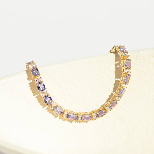 Bracelet Bracelet vintage - Tansanites et diamants en or jaune 750 58 Facettes