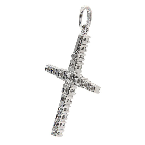 Pendentif Pendentif croix en or blanc 18 kt avec diamants 0,60 ct 58 Facettes G3941