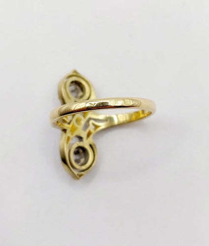 Bague 53 Bague marquise antique en or 18k et platine, diamants 58 Facettes A07005