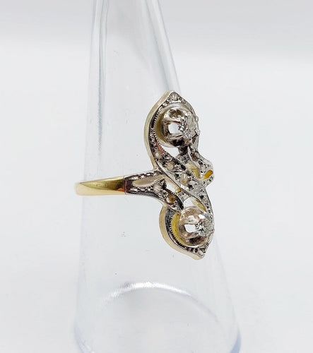 Bague 53 Bague marquise antique en or 18k et platine, diamants 58 Facettes A07005