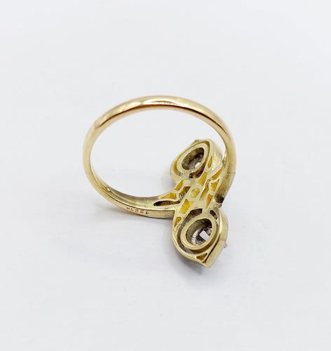 Bague 53 Bague marquise antique en or 18k et platine, diamants 58 Facettes A07005