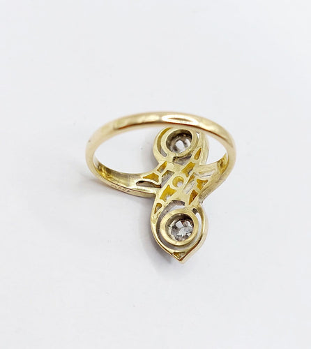 Bague 53 Bague marquise antique en or 18k et platine, diamants 58 Facettes A07005