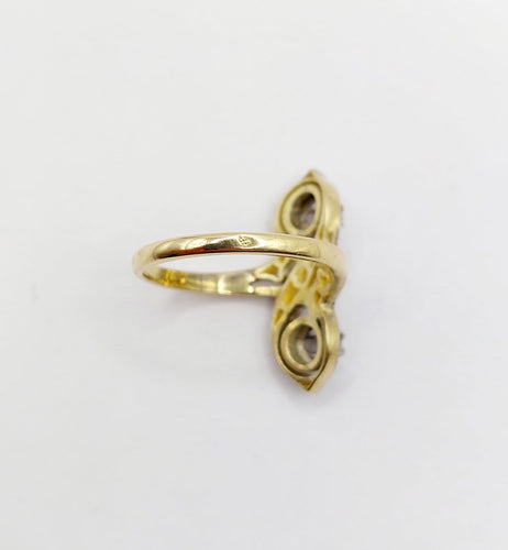 Bague 53 Bague marquise antique en or 18k et platine, diamants 58 Facettes A07005