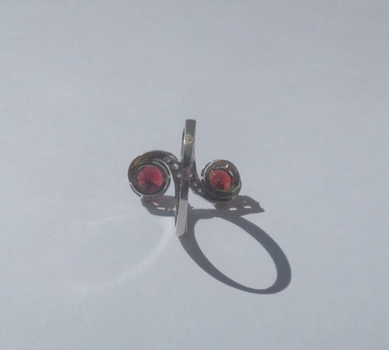 Bague 50 Bague Toi et Moi tourbillons XIXe en platine, grenats et diamants 58 Facettes Bague