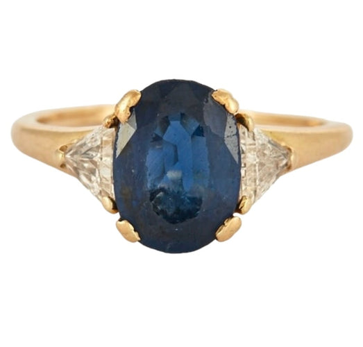 Bague 55 Bague en or jaune avec saphir et diamants 58 Facettes Bague