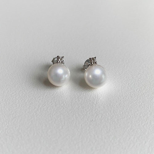 Boucles d'oreilles AITCHES - Boucles d'oreilles perles Akoya et diamants en or blanc 18K 58 Facettes GER1321WG