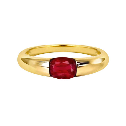 Bague 53 AITCHES Single Tulip - Bague en or 18K et rubis ovale 58 Facettes GBR1225RB