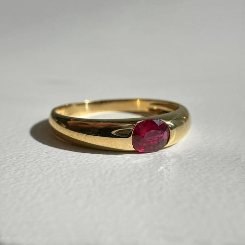 Bague 53 AITCHES Single Tulip - Bague en or 18K et rubis ovale 58 Facettes GBR1225RB