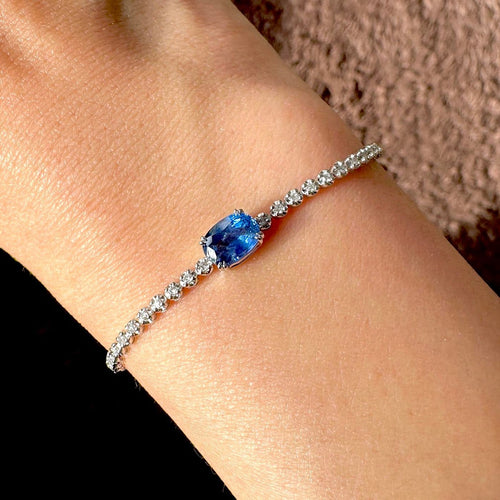 Bracelet Disco - Bracelet tennis en or blanc 18K, diamants et saphir 58 Facettes GBT1042WG