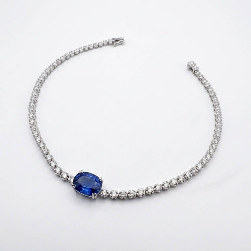 Bracelet Disco - Bracelet tennis en or blanc 18K, diamants et saphir 58 Facettes GBT1042WG