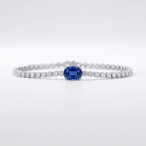 Bracelet Disco - Bracelet tennis en or blanc 18K, diamants et saphir 58 Facettes GBT1042WG