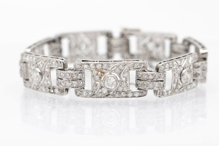 Bracelet Art Déco - Bracelet en platine et diamants taille ancienne 58 Facettes 12151