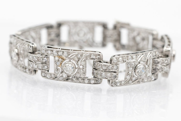 Bracelet Art Déco - Bracelet en platine et diamants taille ancienne 58 Facettes 12151