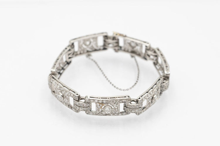 Bracelet Art Déco - Bracelet en platine et diamants taille ancienne 58 Facettes 12151