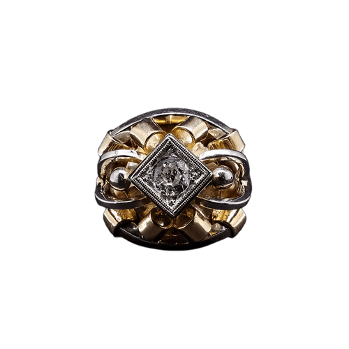 Bague Tank - Bague en or jaune et blanc diamants 58 Facettes RING - 002