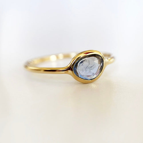 Bague 57 Love More - Bague en or 18 carats et saphir bleu 58 Facettes GBR1206YB