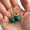Boucles d'oreilles AITCHES - Boucles d'oreilles Jullie en argent sterling plaqué or 18K malachite 58 Facettes SER1028YG