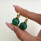 Boucles d'oreilles AITCHES - Boucles d'oreilles Jullie en argent sterling plaqué or 18K malachite 58 Facettes SER1028YG