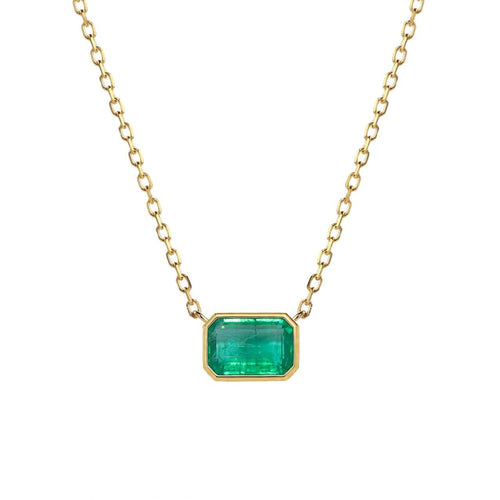 Collier Collier serti clos en or 18K et émeraude 58 Facettes GPD1070YG