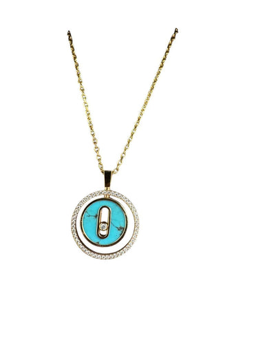 Collier Messika - Collier Lucky Move en or jaune 750 millièmes et turquoise 58 Facettes X04619