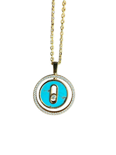 Collier Messika - Collier Lucky Move en or jaune 750 millièmes et turquoise 58 Facettes X04619