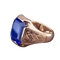 Bague Chevalière - Bague en or jaune 14K avec verre cobalt 58 Facettes RING - 005