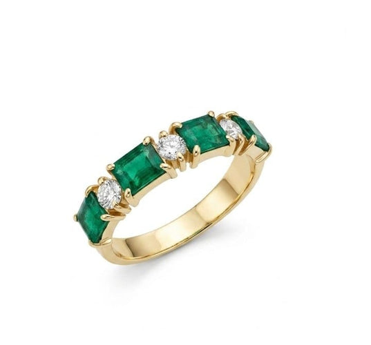 Bague 55 Bague en or 750, émeraudes et diamants ronds 58 Facettes Bague emdiam ysmerc