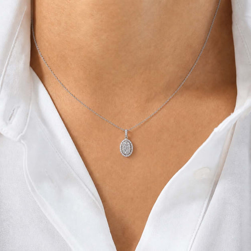 Collier AITCHES - Collier cluster diamant ovale en or blanc 18K 58 Facettes GPD1331WG