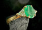 Bague 53 Bague en or jaune 18 carats, émeraude naturelle 0,70 ct, 2 diamants 58 Facettes bague emeraude