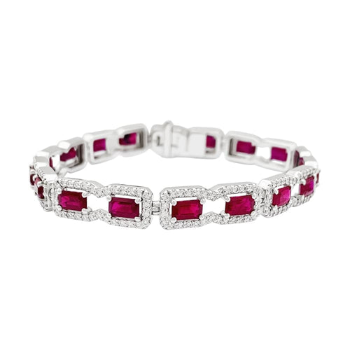 Bracelet Bracelet or blanc, diamants et rubis. 58 Facettes 35546