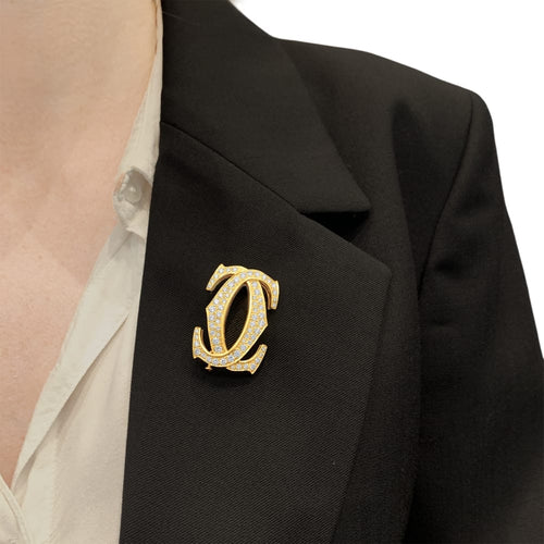 Broche Broche Cartier, "Double C", or jaune, diamants. 58 Facettes 35457