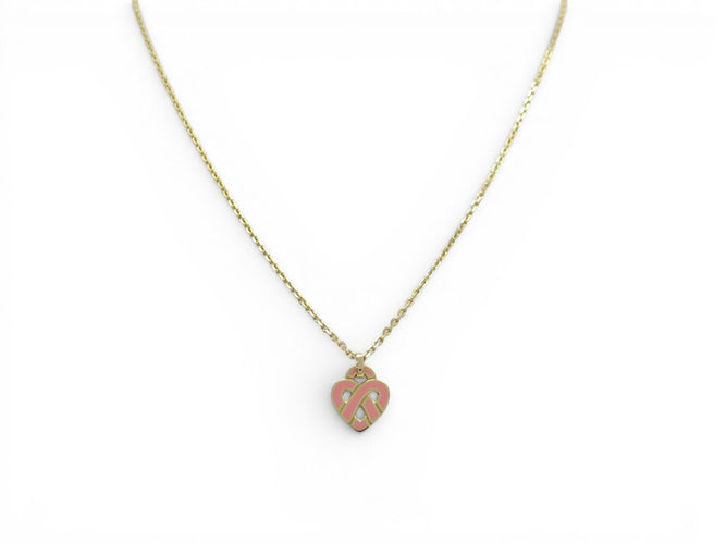 Collier pendentif POIRAY coeur entrelace pm en or rose 18k +chaine 9k boite 58 Facettes 274664