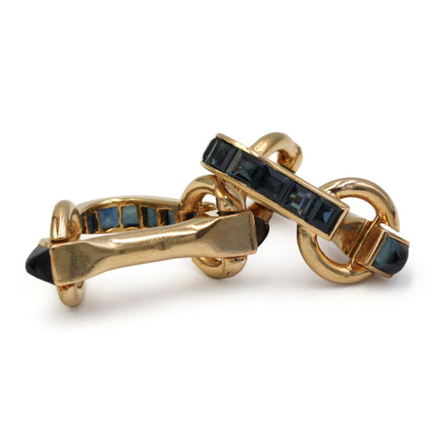 Boutons de manchette Boutons de manchettes en or jaune et saphirs 58 Facettes 260114R